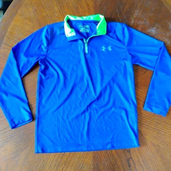 Under Armour Blue and Green Zip-Up Shirt Size: Med - SKU:0932 - Picture 1 of 7